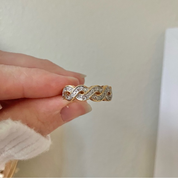 Eternity Twist Gold Helix Braid Pave Band Ring “Bellamy” Classic Engagement Prom - Picture 10 of 12